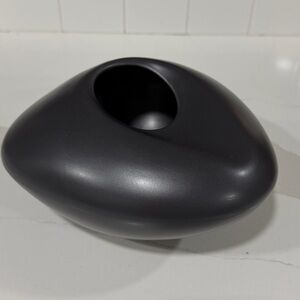 IKEA Bigarro Vase Black Ceramic Bowl Free Form